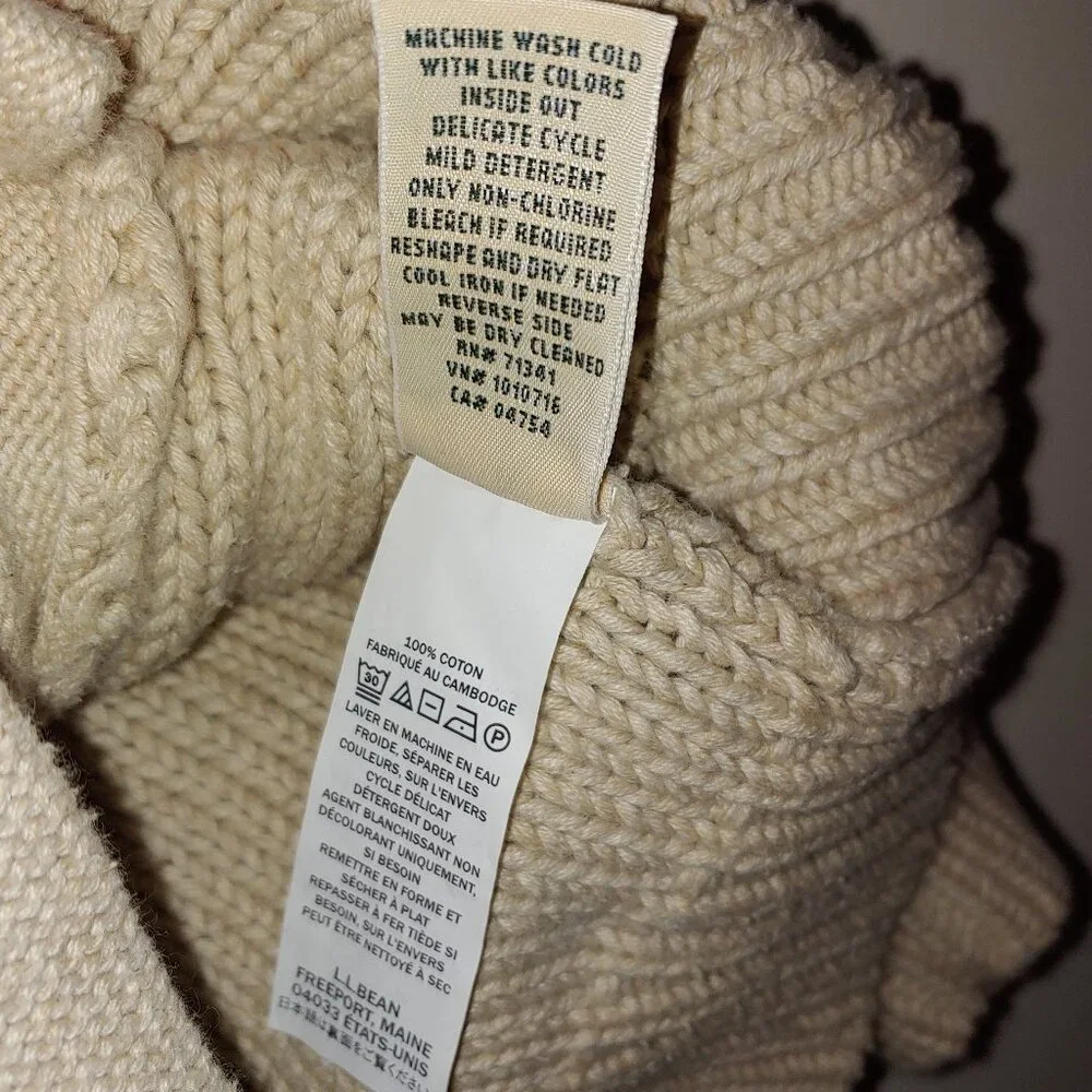 Women's Double L Mixed-Cable Funnelneck Cable Knit Sweater Sz 1X Oatmeal Heather